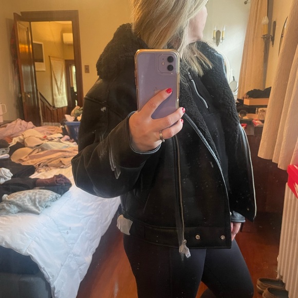 Oak+Fort Aviator Faux Leather Jacket - Picture 6 of 6